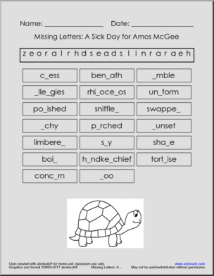 A Sick Day for Amos McGee (elem) Vocabulary Puzzles