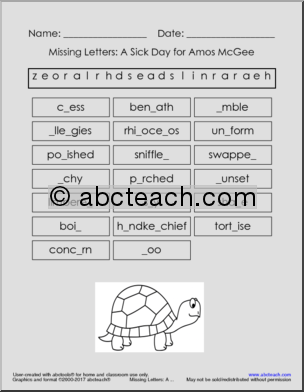 A Sick Day for Amos McGee (elem) Vocabulary Puzzles
