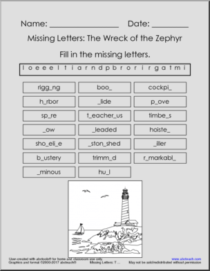 The Wreck of the Zephyr (elem) Vocabulary Puzzles