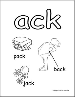 Word Family – ACK words (blackline) Poster