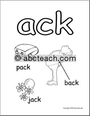 Word Family – ACK words (blackline) Poster