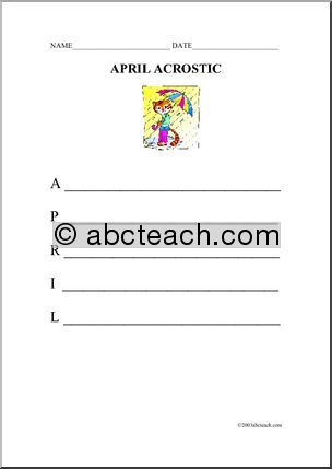 April (elementary) Acrostic Form