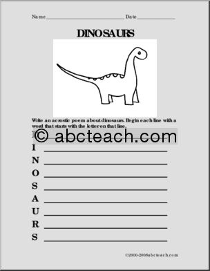 Dinosaur Acrostic Form
