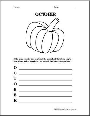 October Calendar, Printable Calendar, October