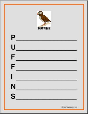 Puffin Acrostic Form