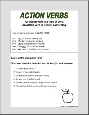 Action Verbs (elem) Rules and Practice