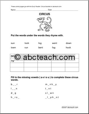Activity Pages: Circus (preschool/primary)