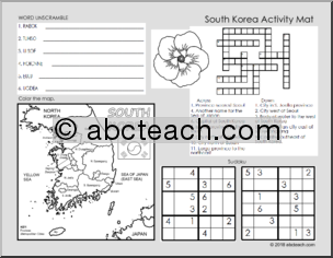 South Korea Activity Mat (upper elem/middle)