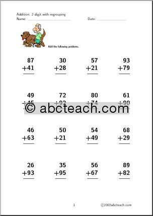 Addition 2 digits (set 5) Worksheet