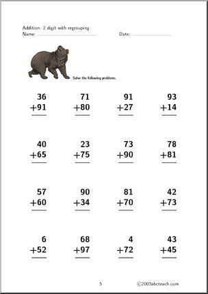 Worksheet: Addition 2 digits (set 3) | Abcteach