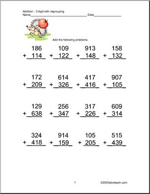 Addition 3 digits (set 5) Worksheet