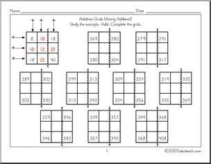 Addition Grids – Missing Addend 2 Worksheet