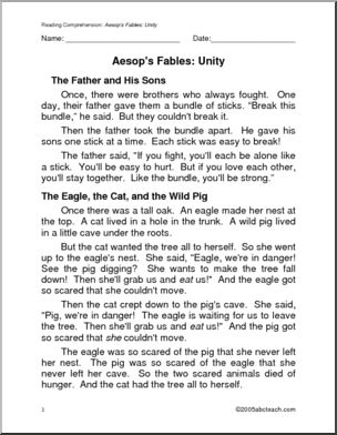 Fables: Aesop and Unity (primary) – Abcteach