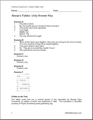 Fables: Aesop and Unity (primary) – Abcteach