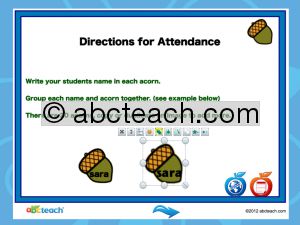Interactive: Flipchart: Attendance Template: Acorns