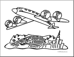 Clip Art: Airplane (coloring page)