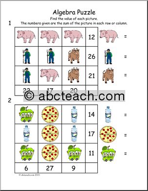 Algebra Picture Puzzles (elementary) Math Puzzle