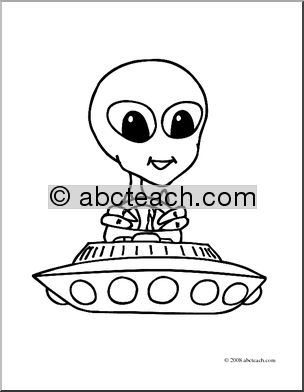 Clip Art: Flying Saucer (coloring page)