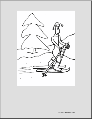 Coloring Page: Space Aliens – Skiing