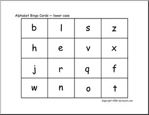 Bingo Cards: Alphabet (lowercase)