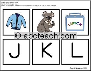 Alphabet Words (J-R), uppercase letters’ Matching