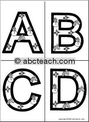 Alphabet Letter Patterns: Winter (A-P) (b/w)