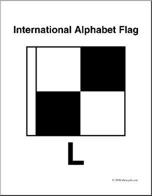 Clip Art: Flags: Alphabet Flag L (coloring page)