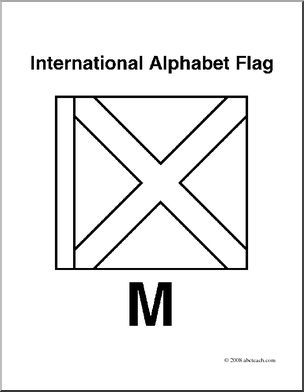 Clip Art: Flags: Alphabet Flag M (coloring page)