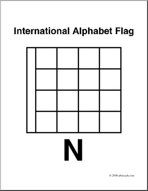 Clip Art: Flags: Alphabet Flag N (coloring page)