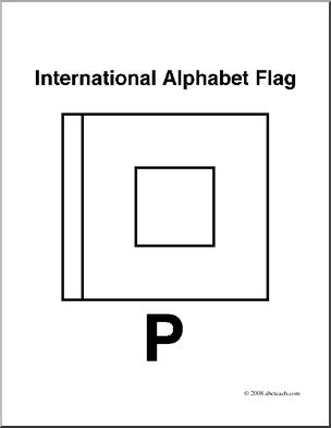 Clip Art: Flags: Alphabet Flag P (coloring page)