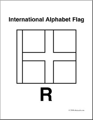 Clip Art: Flags: Alphabet Flag R (coloring page)
