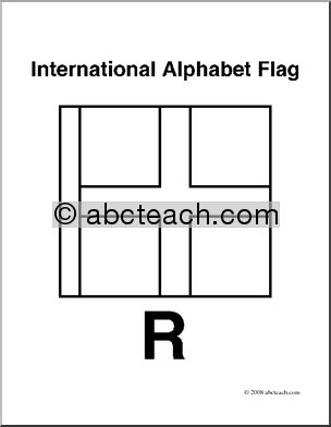 Clip Art: Flags: Alphabet Flag R (coloring page)