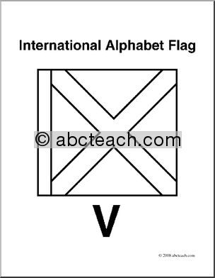 Clip Art: Flags: Alphabet Flag V (coloring page)