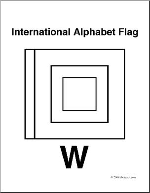 Clip Art: Flags: Alphabet Flag W (coloring page)
