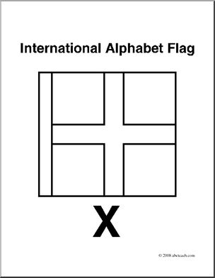 Clip Art: Flags: Alphabet Flag X (coloring page)