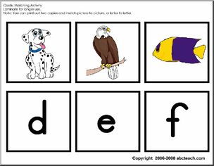 Matching: Alphabet Words (a-o) lowercase letters