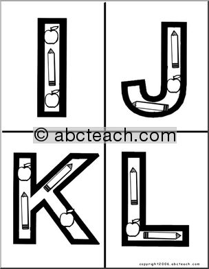 Alphabet Letter Patterns: Apples and Pencils (b/w)