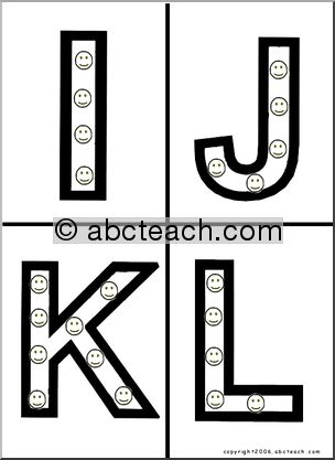 Alphabet Letter Patterns: Happy Faces (b/w)