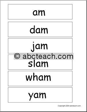 “am” words’ Word Wall