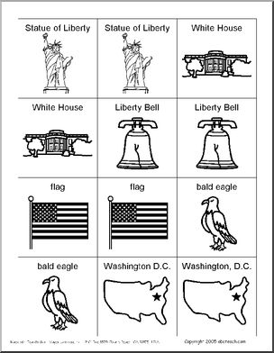 Memory Game: U.S. Symbols and Traditions (b/w)
