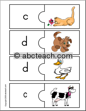 Easy Puzzle: Animals – Beginning Sound (color)