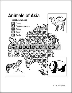 Clip Art: Animals of Asia (coloring page)