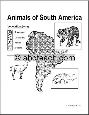 Clip Art: Animals of South America (coloring page)