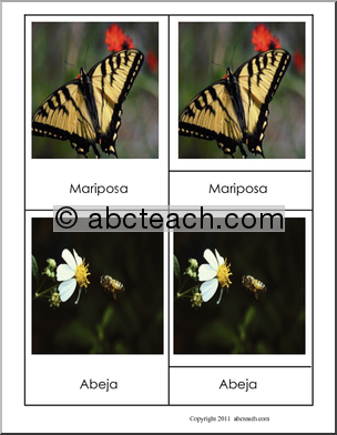 Montessori Materials: Three-Part Matching Cards: Animals (Spanish)
