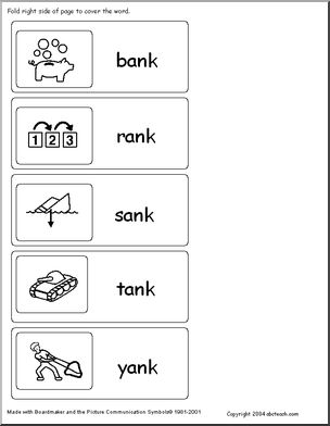 Word Family – ank words Flashcards
