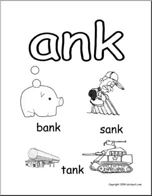 Word Family – ANK words (blackline) Poster