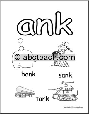 Word Family – ANK words (blackline) Poster