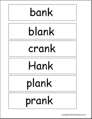 “ank” words’ Word Wall
