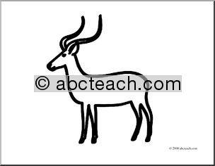 Clip Art: Basic Words: Antelope (coloring page)