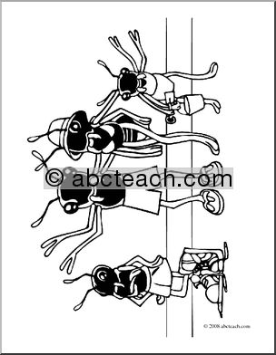 Clip Art: Ants on Vacation (coloring page)
